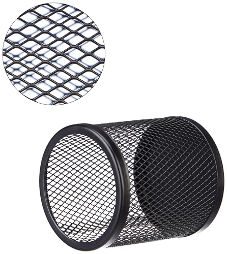 Image of amazon basics Metal Round Mesh Pen Stand & Pencil Holder | Table Desk Organizer for Home, Office | Black