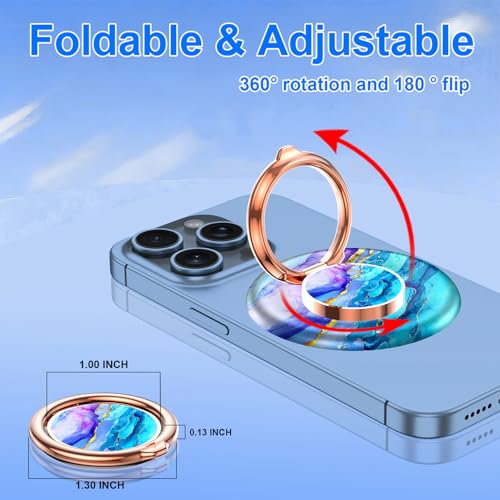 Image of Magnetic Phone Ring Holder for MagSafe Grip,[Super Magnet],Stylish 360 Rotation Cell Phone Grip Stand Finger Ring Kickstand for iPhone 17 16 15 14 Pro Max,iPad and Smartphones,Blue