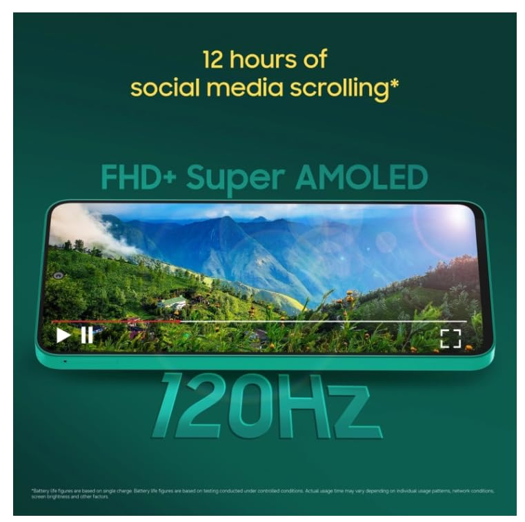 Image of Samsung Galaxy F70 Pro 5G (Aura Green, 128 GB) (8 GB RAM) | 6000 mAh Battery | 6.7 inch FHD+ Super AMOLED Display | Dimensity 6300 | Oualcomm Octa Core Processor |