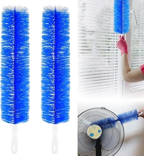 Image of 2PCS Fan Cleaning Brush, 15.7X4 Blue Bendable Fan Cleaner Brush Tower Stand-Up Fan & Reusable Cleaning Brush for Portable /Table Fans to Clean Fan