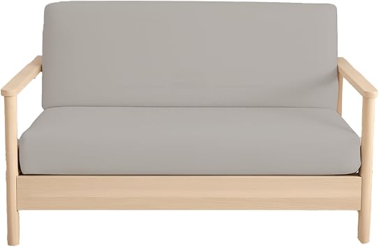 Queen Size Armless Futon Covers - 100% Cotton Futon Slipcovers - Zippered Couch Cover Sofa Bed Protector, Sleeper Sofa Cover, Machine Washable, Silver