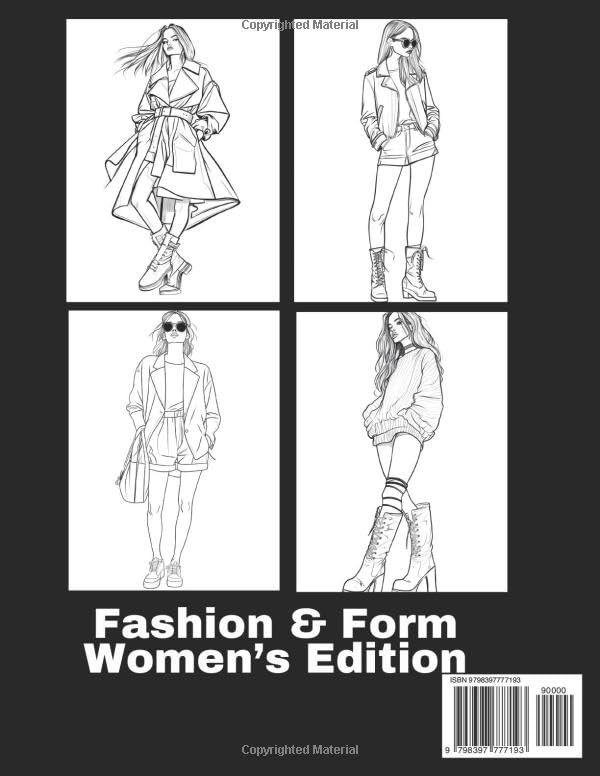 Fashion & Form: Therapeutic Adult Coloring Book - Stress-Relieving Art Designs, Beautiful Women in Fashionable Outfits, High-Quality Illustrations for ... Gift for Art Enthusiasts and Creative Souls image 3
