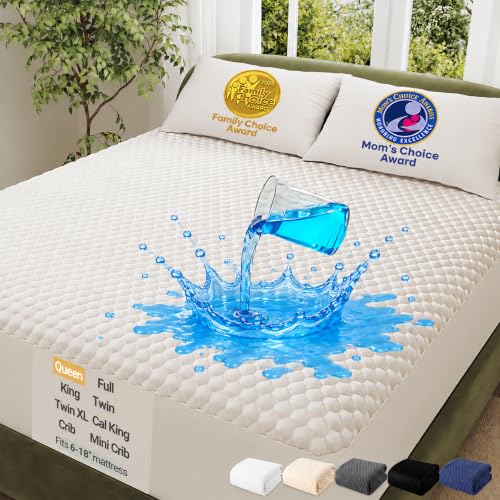 OhGeni Waterproof Mattress Protector,Queen Size Soft Bamboo Viscose Top...