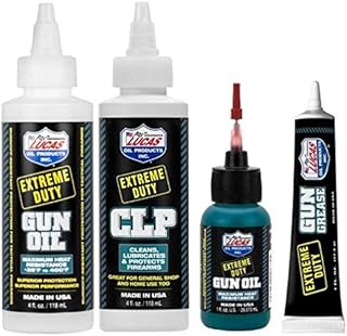 Lucas Extreme Duty 4oz Gun Oil 10877, 4oz CLP 10915, 1oz Needle Oiler 10875, 1oz Grease Tube 10889
