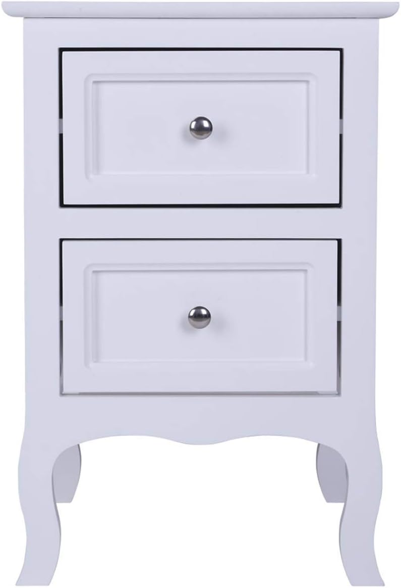 Furniture Nightstand & Side Cabinet for Storage Bedside Table Country Style Two-Tier Night Tables 1pc L-Size Black (Color : White)