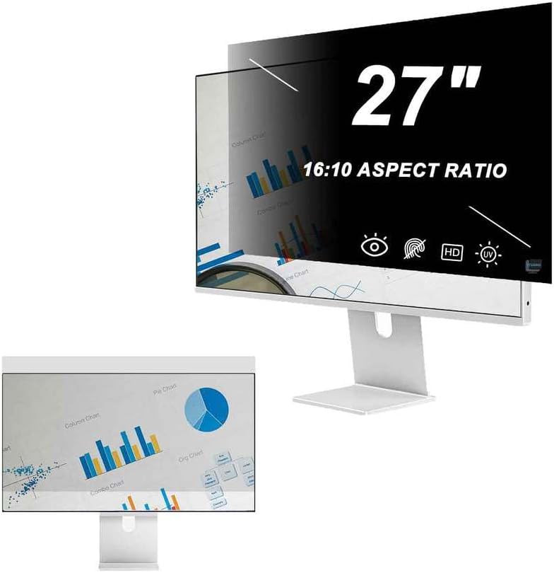 27 Inch 16:10 Widescreen Monitors - Computer Monitor Privacy Screen Removable Anti-Peek Data Confidentiality Privacy Shield, Reduce Glare & Blue Light Block Anti-Scratch Protector Film
