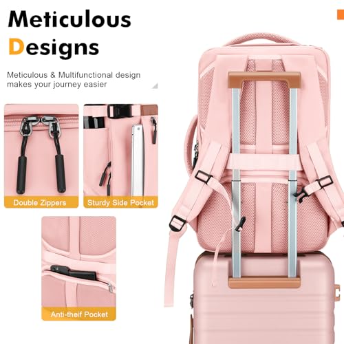 Image of Luggage Sets 3 Piece with Spinner Wheels, Lightweight PC Hardside Suitcase with TSA Lock & YKK Zippers, 20 Inch Carry On Luggage with Travel Bag for Men and Women, Pink