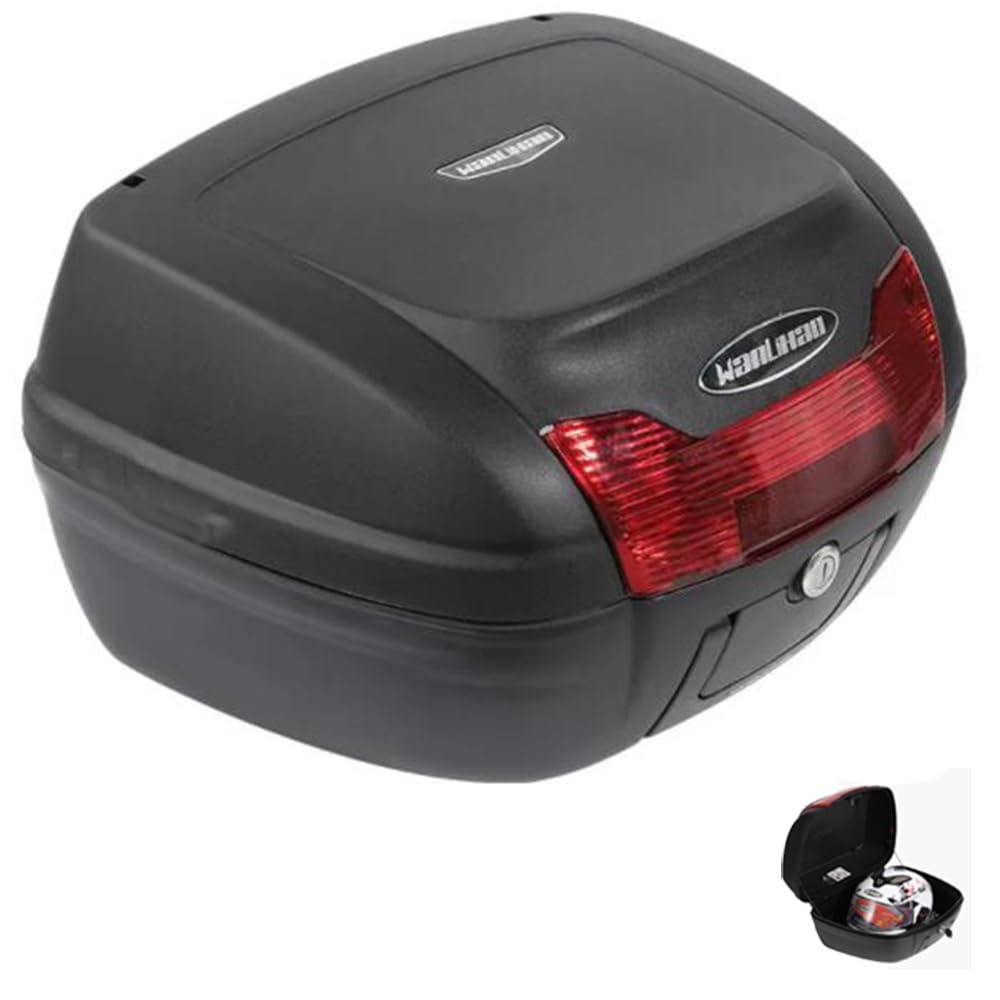 NILZA Universal Baul Moto Maleta Moto 40L Baúl De Moto Impermeable para Moto, Maletero Moto Grande Capacidad Topcase Cajón para Moto, con Accesorios (Color : Black Red)