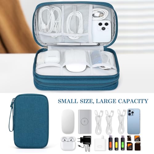 Image of FYY Electronic Organizer, Large Travel Cable Organizer Bag Pouch Electronic Accessories Carry Case Portable Waterproof Double Layers All-in-One Storage Bag for Cable, Cord, Charger, Phone, Dark Green