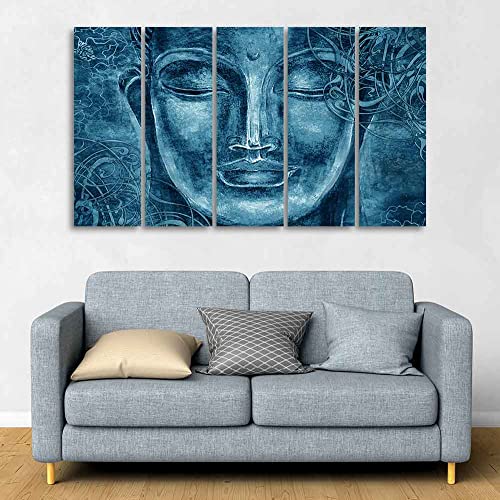 Image of VIBECRAFTS Face Sculpture of Buddha Five Pieces Wall Painting For Home|Office|Living Room|Gift (PTVC5Pcs4 8581)