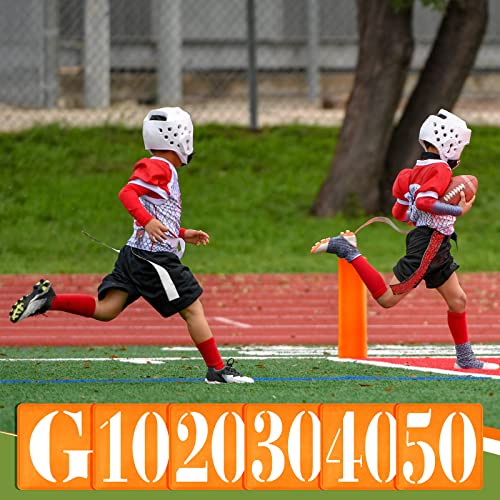 16 Pcs Football Yard Markers Set Include 11 Football Field Yard Line Markers High Visibility 4 Weighted Football End Zone Pylons with Carrying Bag for Football Training Sporting Equipments, Orange