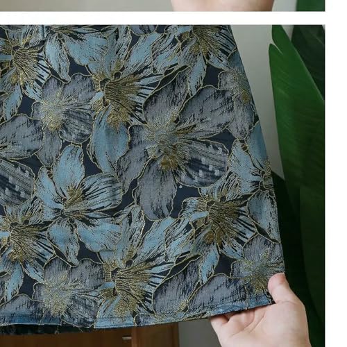 High Waisted Skirts for Women LUE Floral Skirt Jacquard Back Slit Halter Women's Midi Skirt4