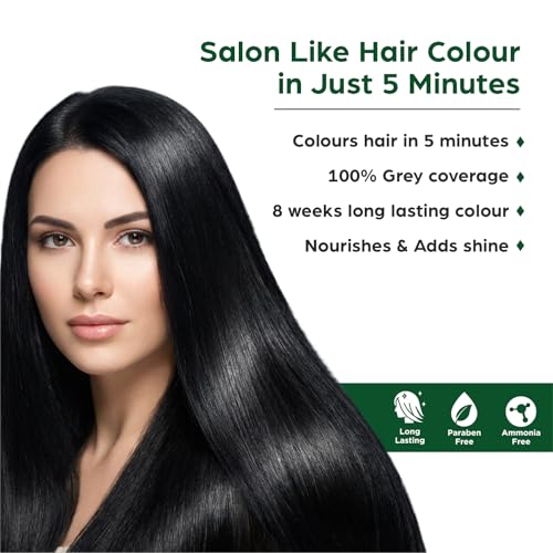 Image of Habibs Professional Hair Colour Shampoo - 100% Grey Coverage | Fast Acting Hair Color Shampoo (5 Minutes) | Natural Black, Ammonia-Free Formula (Pack of 5)