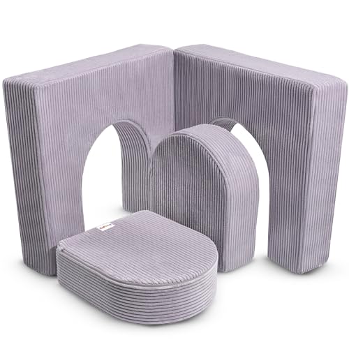 Linodino Magisches Tor Spielsofa Add-on mit Bögen aus Schaumstoff | Erweiterungs-Bauteil für kreative Spielwelten & Rollenspiele im Kinderzimmer I Oktopus Lila