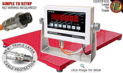 Triner Scale TSM5-46-B Floor Scale, 5,000 x 1 lb Capacity, 4' x 6' Deck, TS-700 MS NTEP Indicator
