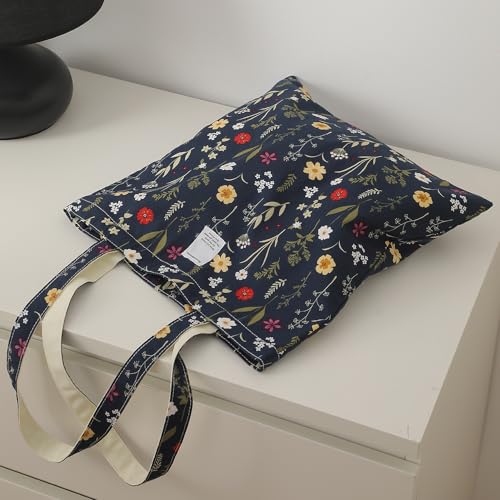 Glowave Cute Tote Bag Floral Canvas Tote Bags For Women Sturdy Cloth Cotton Shoulder Handbags thumb #2