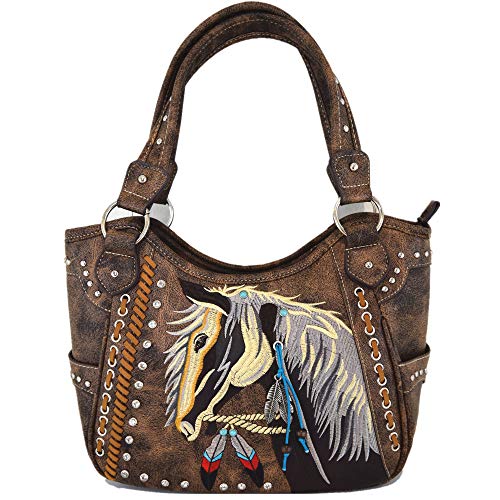Image of Tooled Leather Laser Cut Western Style Horse Cowgirl Purse Country Totes Women Handbag Everyday Shoulder Bags Wallet Set