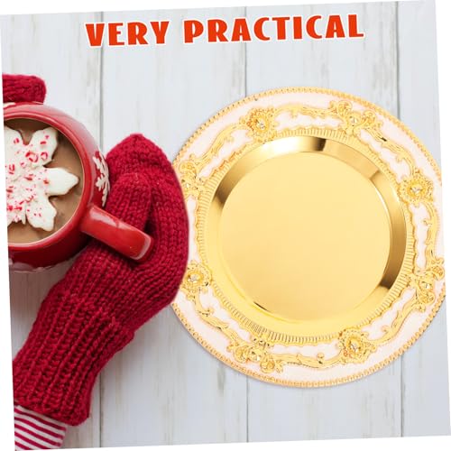 GLEAVI Bandeja De Almacenamiento De Posavasos De Té Tazón Bandeja De Te s Redondas Para Mesa De Centro s Metalicas Decorativas De Mesa De Café Retro Planchar - imagen 7