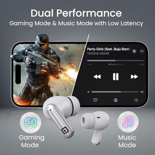 Image of Portronics Twins One Plus in Ear TWS Earbuds with Game & Music Mode, Upto 30 Hours Playtime, 13mm Dynamic Driver, Soft Touch Control, Voice Assistant, Light Weight, Type C Fast Charging (White)