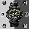 23-in-1 Survival Military Digital Watch, Mens Tactical Multi-Functional and Adjustable Wristband Outdoors Waterproof Sports Dual Dial Watches with Compass Paracord Band, Black, Digital #1