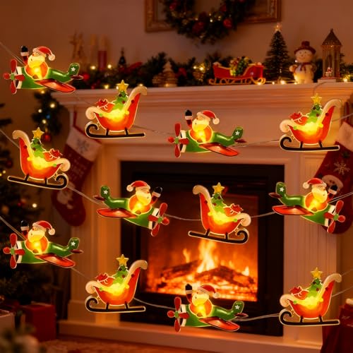 YeahBoom Lichterkette Weihnachten,3M 30 LED Weihnachtsmann Schlitten...