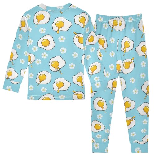 Pajama Sets Long Sleeve Fried Eggs Flowers Pattern Soft Comfy Sleepwear 2 Piece PJS 3-8T3
