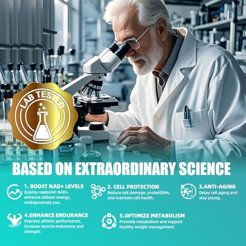 NAD+ Supplement, Resveratrol Ergänzung für Verbesserte Absorption, Unterstützt Die Zellenergie Und- Reparatur, Frauen Und MäNner, 120 Softgel Capsules