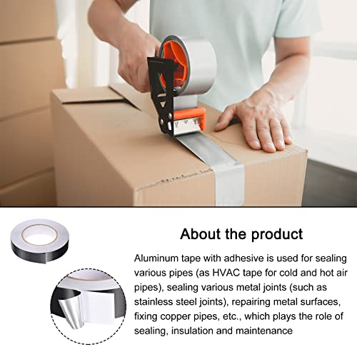 Image of Aluminum Foil Tape Adhesive Metal Tape, [for Sealing Patching Hot Cold HVAC, Duct, Pipe Insulation] - 0.8 inch /164ft /2.8 Mil /Black