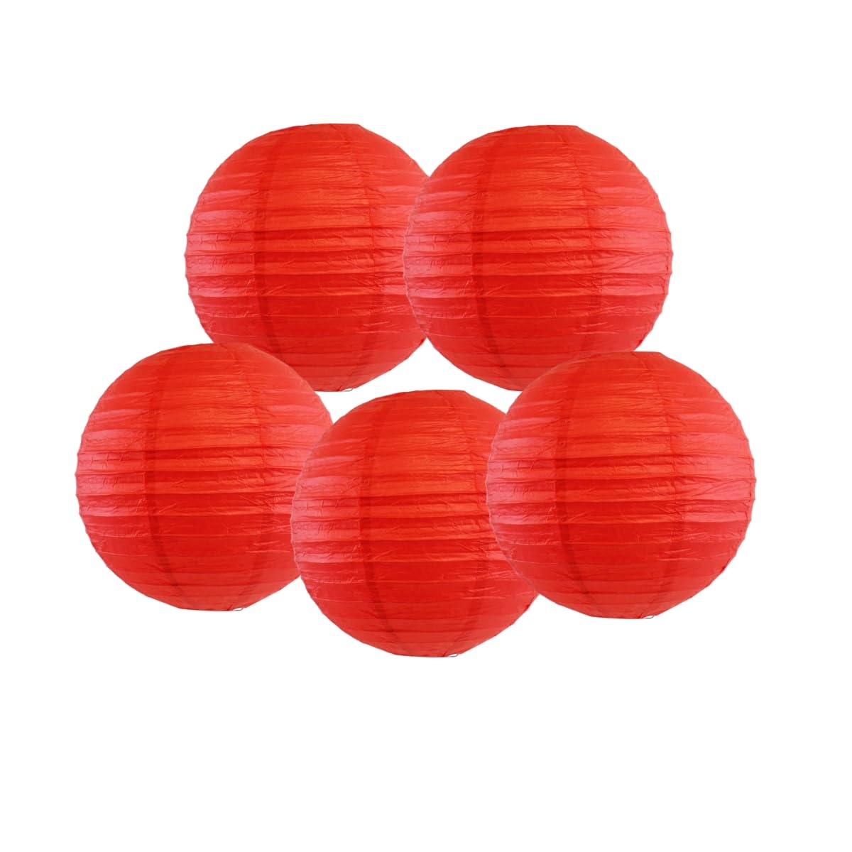Paper Lanterns Chinese Paper Lantern lampshade Lights Round Lantern Ball Wedding Birthday Party Decorations (Red, 5 Pcs- 14" (35cm))