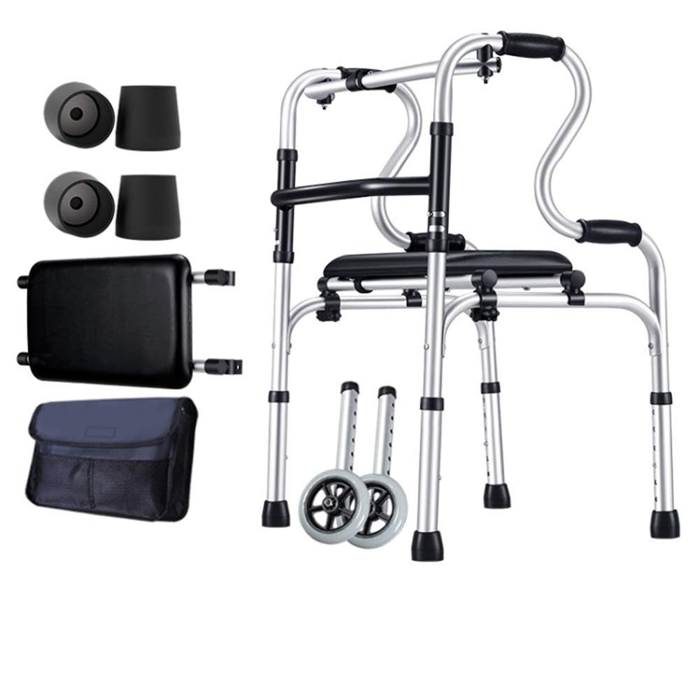Andador para Personas Mayores, de Aluminio, portátil, Ajustable en Altura, Plegable, con Ruedas, para Interior y Exterior de casa, Carga 180 kg. ¡Es Muy Amable de tu Parte! Sin Ruedas.