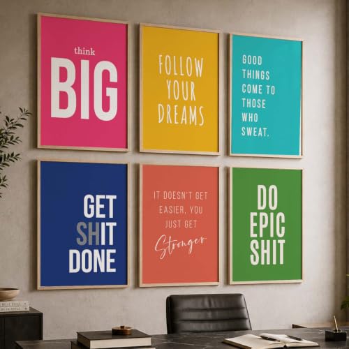 Image of kotart - Quotes Frames for Wall Decor - Motivational Photo Frame for Wall Decoration - Quotes Wall Poster with Frame for Room and Office - Set of 6 (Art 7, 19x25)