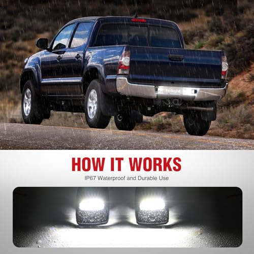 Image of Nilight License Plate Lights Compatible with 2005 2006 2007 2008 2009 2010 2011 2012 2013 2014 2015 Toyota Tacoma 2000-2013 Tundra Black Housing 6000K White 2PCS Pack | for 2005 2006 2007 2008 2009 2010 2011 2012 2013 2014 2015 Toyota Tacoma 2000-2013 Tundra Black Housing 6000K White
