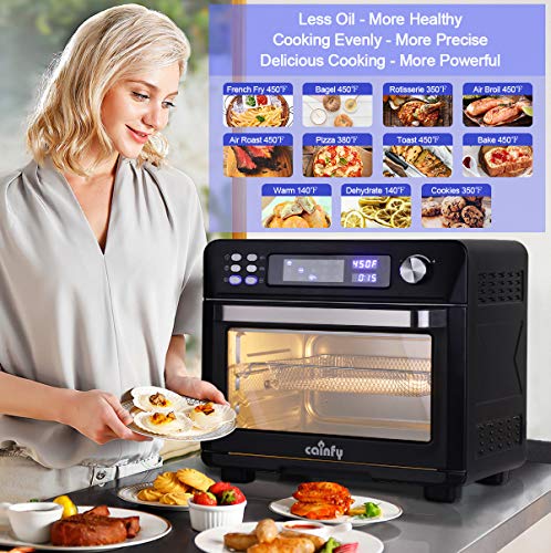 Cainfy Rotisserie Convection Toaster Oven Air Fryer Countertop Roaster Oven 25.5 Quart Toaster Oven with Timer, Temperature Control, LED Digital Display, 6 Accessories, 1700W