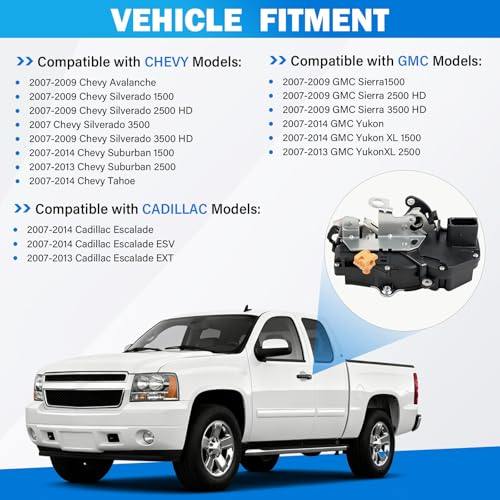 Image of Door Lock Actuator Compatible with 2007-2009 Chevy Silverado Tahoe Suburban Avalanche GMC Sierra Yukon Cadillac Escalade, Front Left Driver Side, Replaces 931-303 25876382 25876385 25876386 25863021