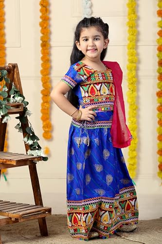 Image of AHHAAAA Kids Embroidered Traditional Ghoomar Lehenga Choli |Chania Choli|Radha Dress|Navratri /Dandiya /Garba Dress with Dupatta for Girls Y0040