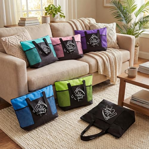 Image of 6 Pcs Team Appreciation Tote Bags Pocket for Women Employee Appreciation Gifts for Nurses Volunteer Cowork