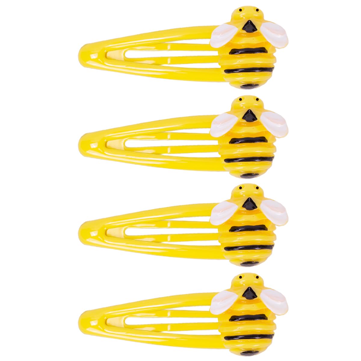 IKOLA 4PCS Snap Hair Clips with Bees Design, 2.4 Inch Hair Clips for Girls, Water Drop Metal Snap Hairpin Barrettes Spring Hair Accessories for