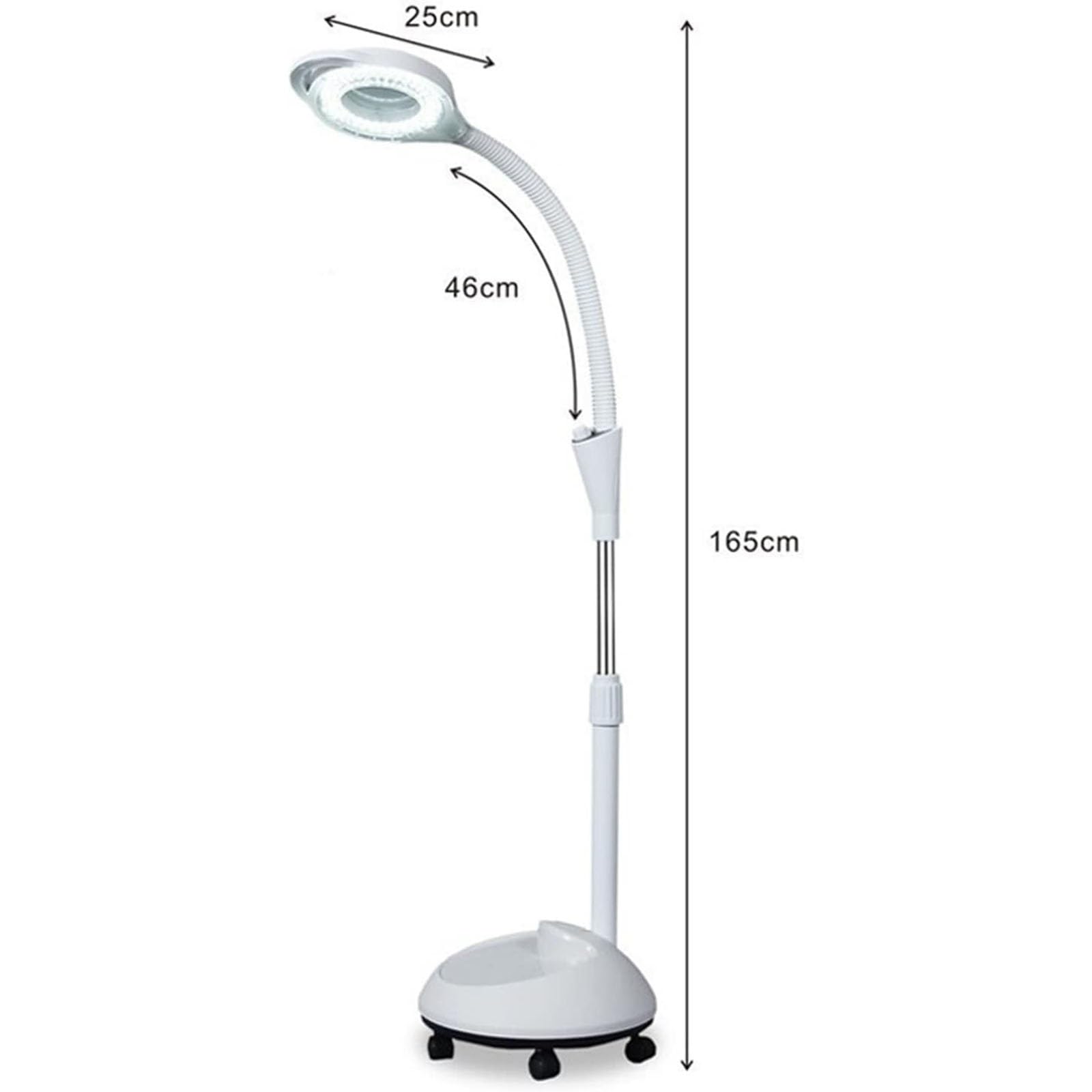 Lampara Led Pie Estetica Lampara Estetica Con Lupa Lupa Estetica Profesional Lámpara De Trabajo 8 X Aumento Lámpara De Pie Flexible Brazo De Altura Ajustable Con Soporte Con Ruedas Color Blanco
