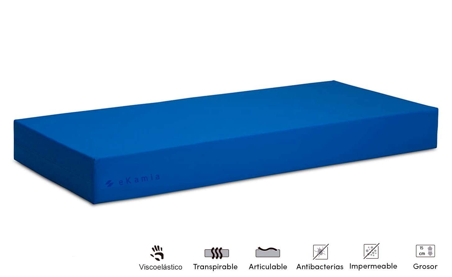 ekamia - Cama Articulada Geriátrica de Hospital Eléctrica con Carro Elevador, Colchón Sanitario y Barandilla - 90cm x 190cm