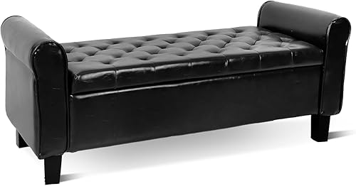 ECOMEX Banco de almacenamiento para el extremo de la cama, banco de terciopelo para dormitorio con almacenamiento, banco de ventana con brazo