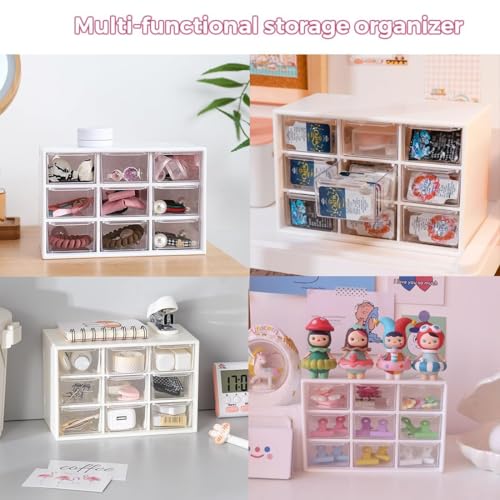 Image of 9 Grid Mini Plastic Acrylic Multipurpose Drawer Storage Box (WHITE)