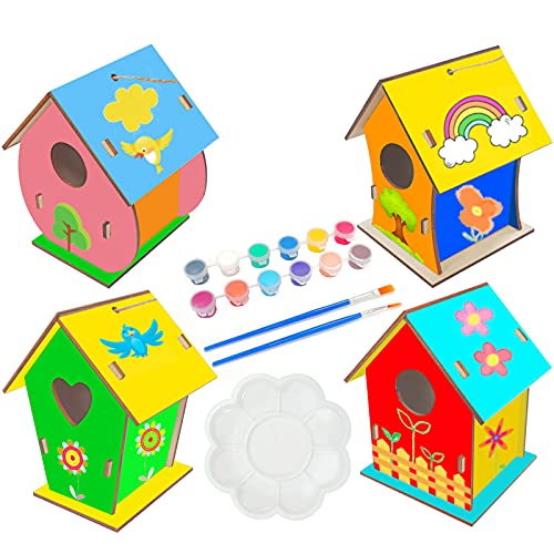 Huahuanghui Casa per Uccelli in Legno,14pcs Kit casa per Uccelli in Legno,Kit Fai da Te per la casa degli Uccell，Bambini Casetta...