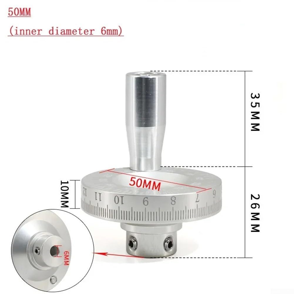 Robust gebautes Handrad aus Aluminiumlegierung mit gravierter Skala für genaue Leistung (6 mm)