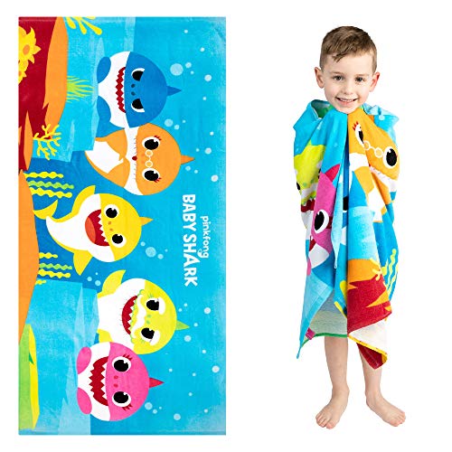 Franco Kids Super Soft Cotton Beach Towel, 28” x 58”, Baby Shark Bath