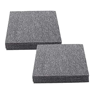 uyoyous 50 x 50 cm tapijttegels, 4 mm paalhoogte, tapijtvloertegels met kleefstickers, zachte tapijttegels met wasbare asfalt onderlaag, afmetingen: 5 m² (grijs)