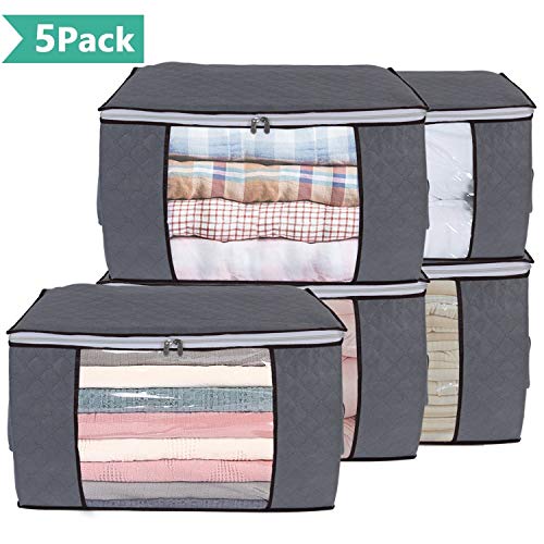 Vieshful Clothing Storage Bag, Thick Fabric Clothes Storage Organizer for Comforters, Blankets, Bedding