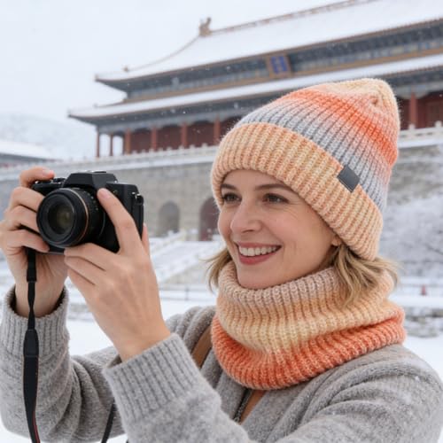 Bonnet thermique électrique en tricot avec doublure laine et chauffe-cou lavable - 5