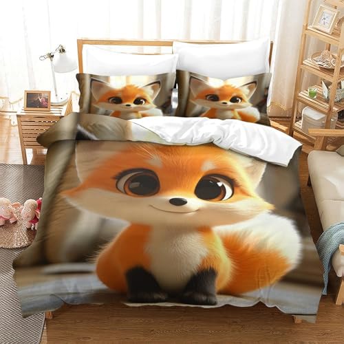 Housse de Couette Renard 3D Super King en Microfibre de Qualité