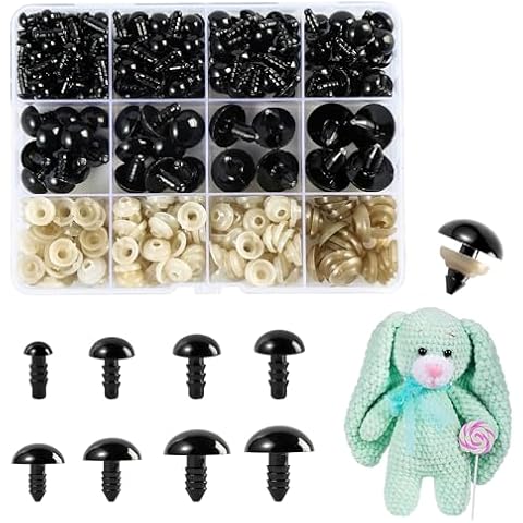 XKDOUS 260PCS Plastic Safety Eyes with Washers, 6-18 mm, 8 Sizes Safety Eyes for Crochet Crafts, DIY Crafts, Stuffed Animals Cover