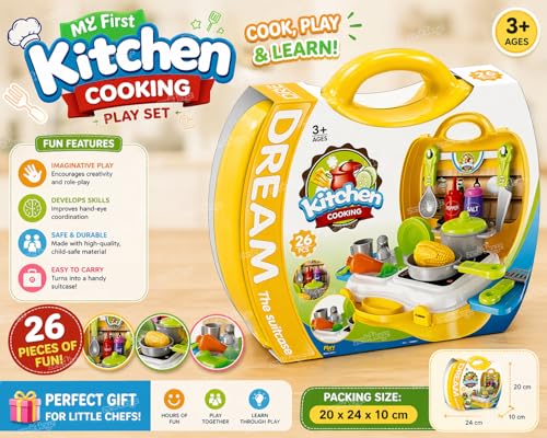 Image of Zest 4 Toyz Kitchen Set for Kids Girls Cooking Set Light and Sound Pretend Play Toys Kitchen Set